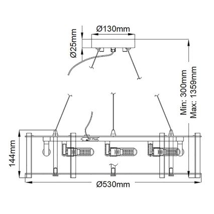 Kichler - LED badrumsljuskrona på textilsladd CRYSTAL SKYE 8xG9/3W/230V IP44
