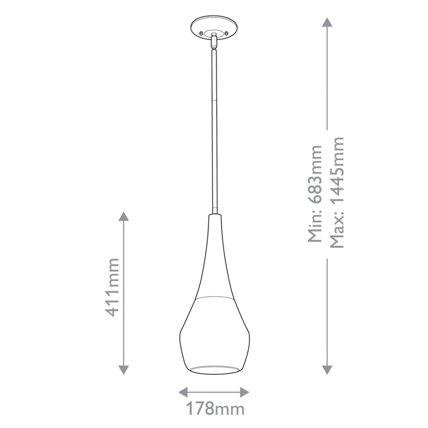 Kichler - Takpendel på stång DEELA 1xE27/60W/230V Ø 17,8 cm svart