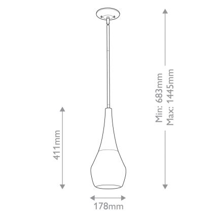 Kichler - Pendelkrona DEELA 1xE27/60W/230V diameter 17,8 cm mässing