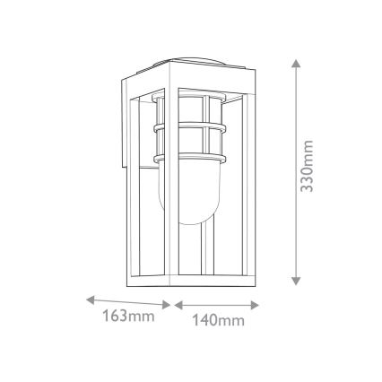 Kichler - Utomhusvägglampa HONE S 1xE27/60W/230V IP44 svart