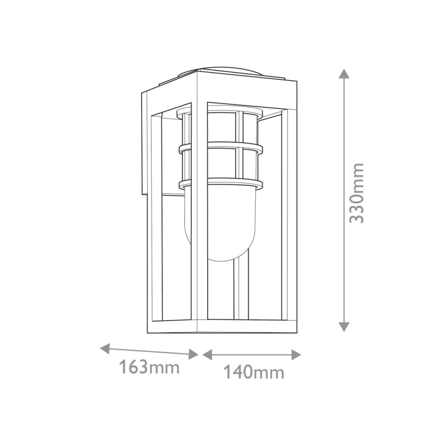 Kichler - Utomhusvägglampa HONE S 1xE27/60W/230V IP44 svart