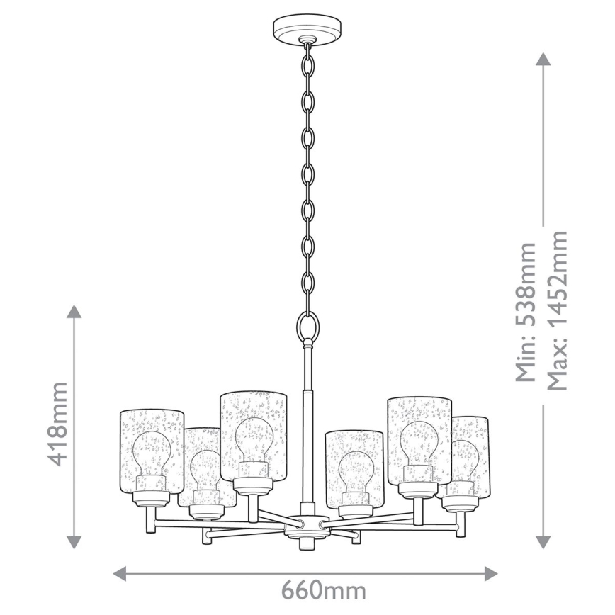 Kichler - Ljuskrona på kedja WINSLOW 6xE27/60W/230V diameter 66 cm mässing
