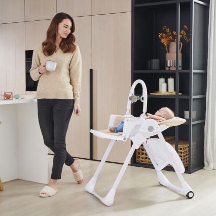 KINDERKRAFT - 2-i-1 barnmatstol TUMMIE beige