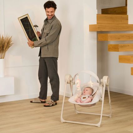 KINDERKRAFT - Babygunga med melodi SWINGEE beige 4xAAA/230V