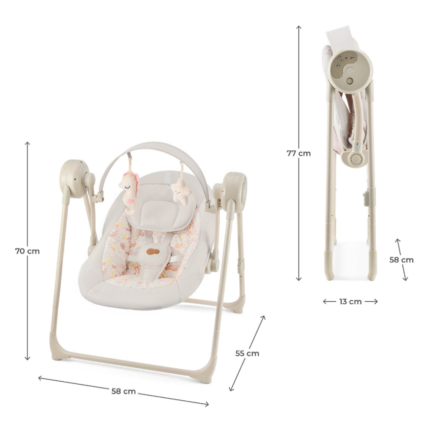 KINDERKRAFT - Babygunga med melodi SWINGEE beige 4xAAA/230V