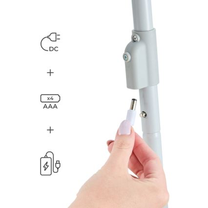 KINDERKRAFT - Babygunga med musik SWINGEE grå 4xAAA/230V