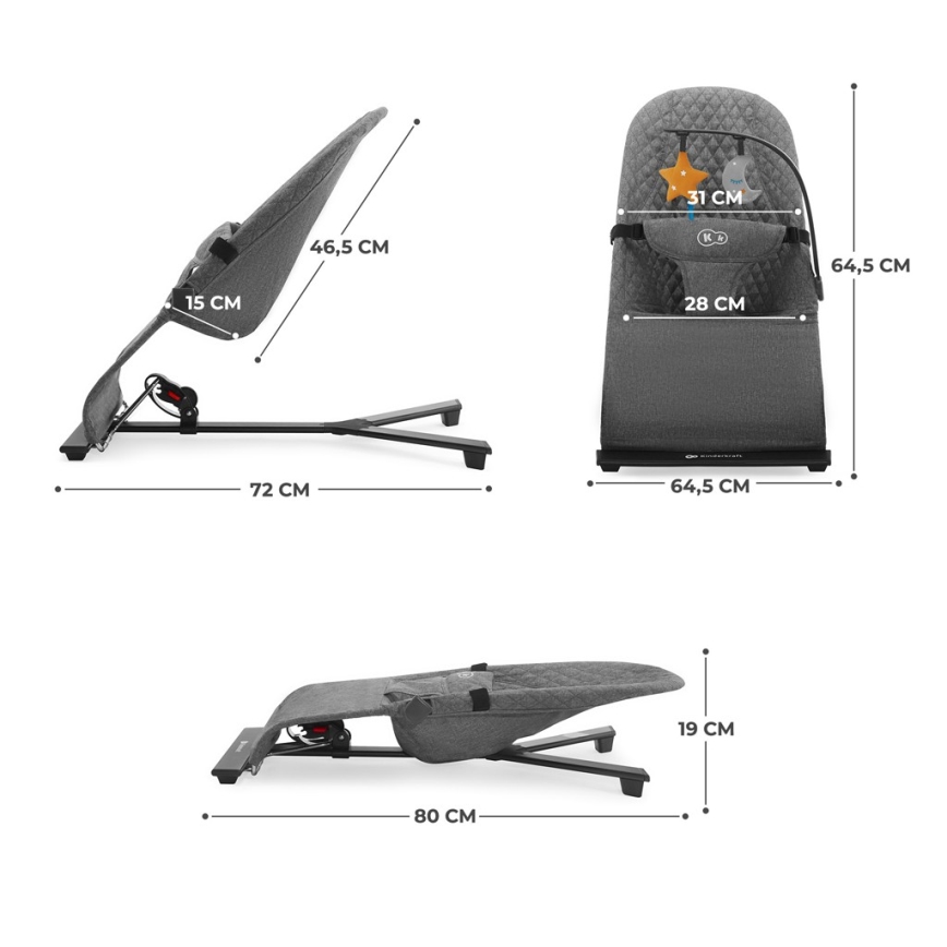 KINDERKRAFT - Barnstol MIMI grå