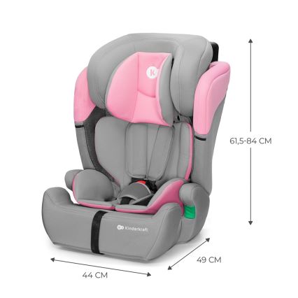 KINDERKRAFT - Bilbarnstol COMFORT UP i-Storlek (76-150 cm) grå/rosa