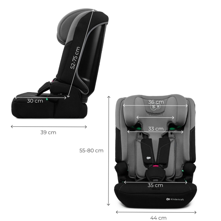 KINDERKRAFT - Bilbarnstol I-COMFY i-Size 76-150 cm, grå