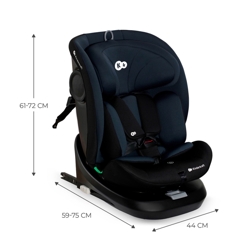 KINDERKRAFT - Bilbarnstol med vridbar bas I-GROW i-Size (40-150 cm) svart