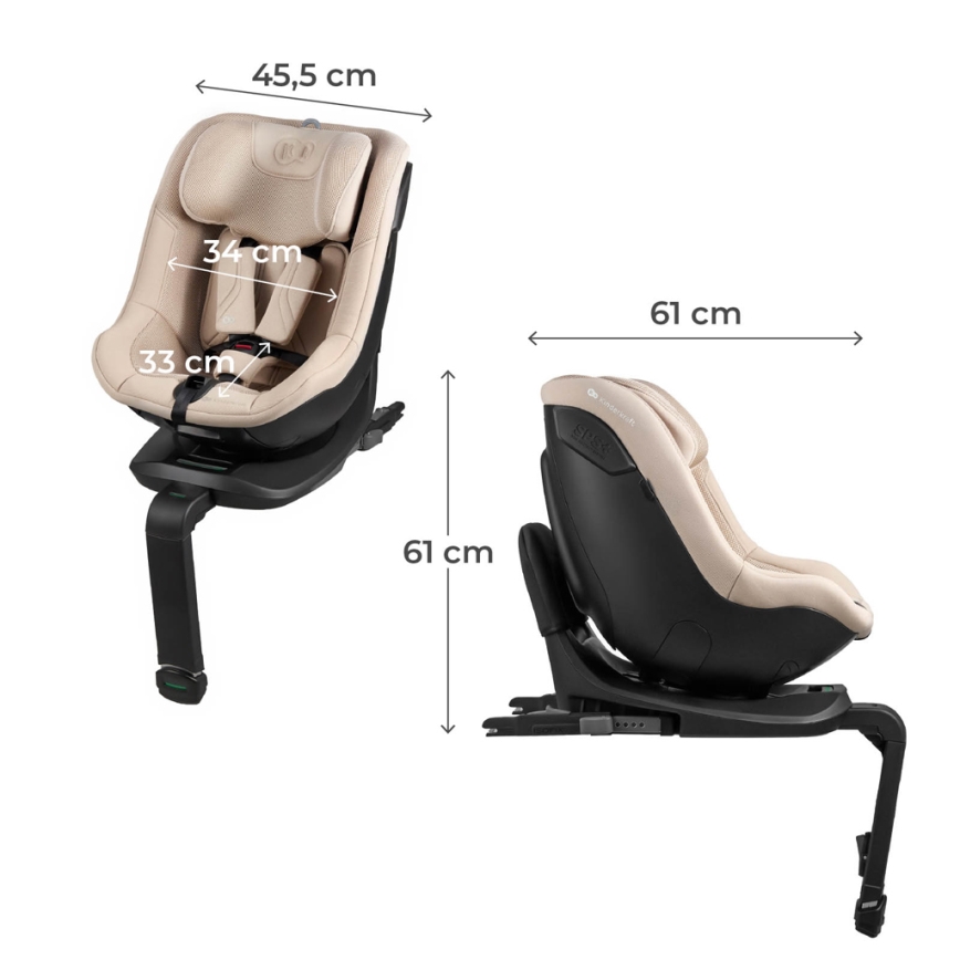 KINDERKRAFT - Bilbarnstol med roterbar bas I-GUARD PRO i-Size 61-105 cm beige