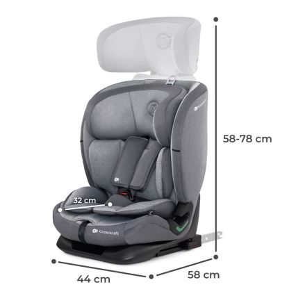 KINDERKRAFT - Bilbarnstol ONETO 3 i-Storlek (76-150 cm) + Isofix Cool grå