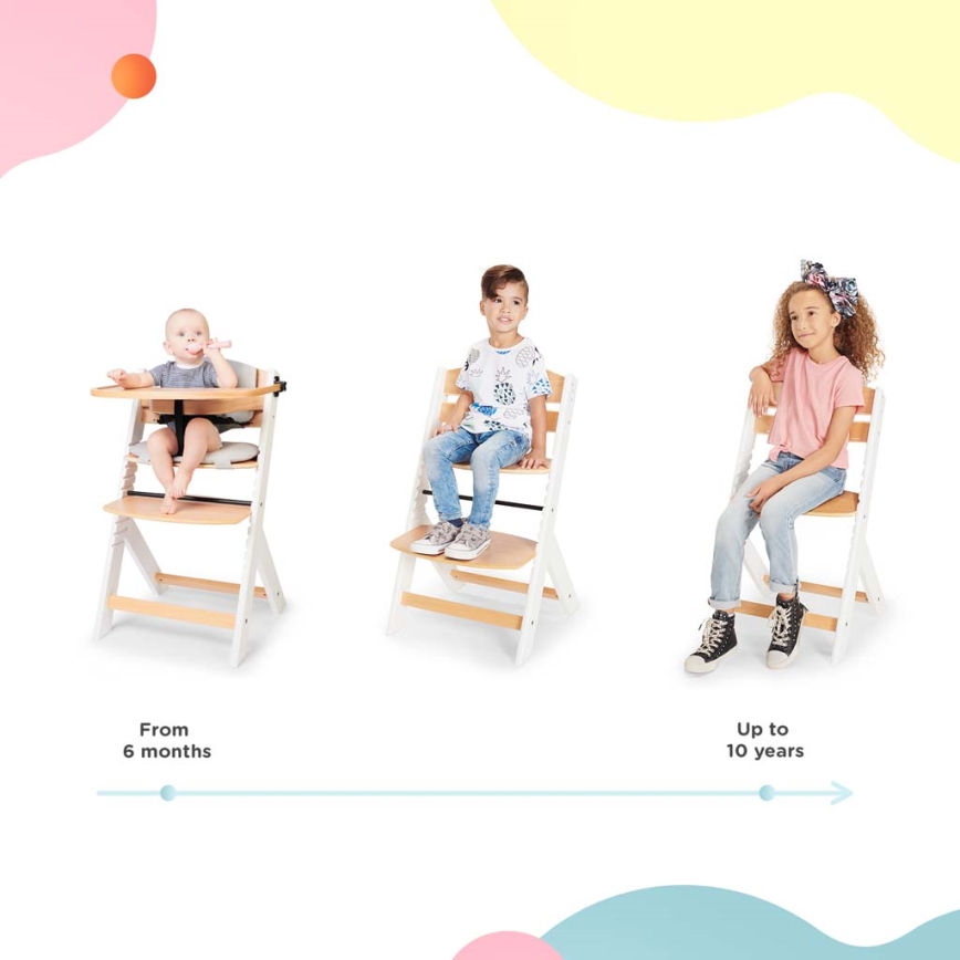 KINDERKRAFT - Children's dining chair ENOCK with cushions grå/vit