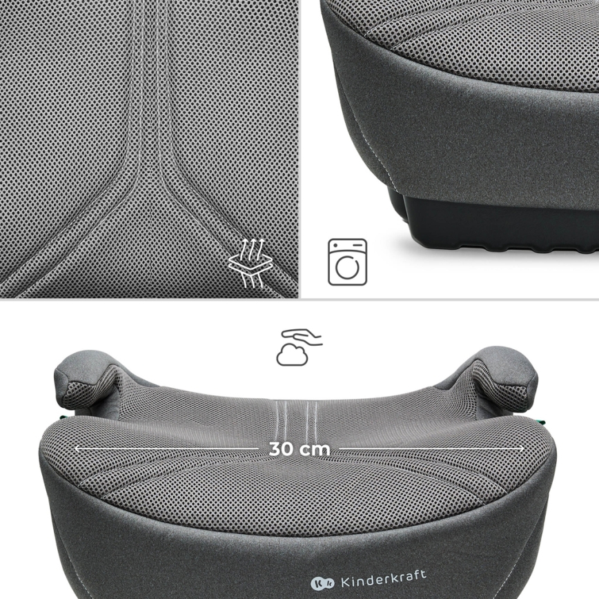 KINDERKRAFT - Förhöjningsdyna för bil I-BOOST 2 PRO i-Size 125–150 cm grå