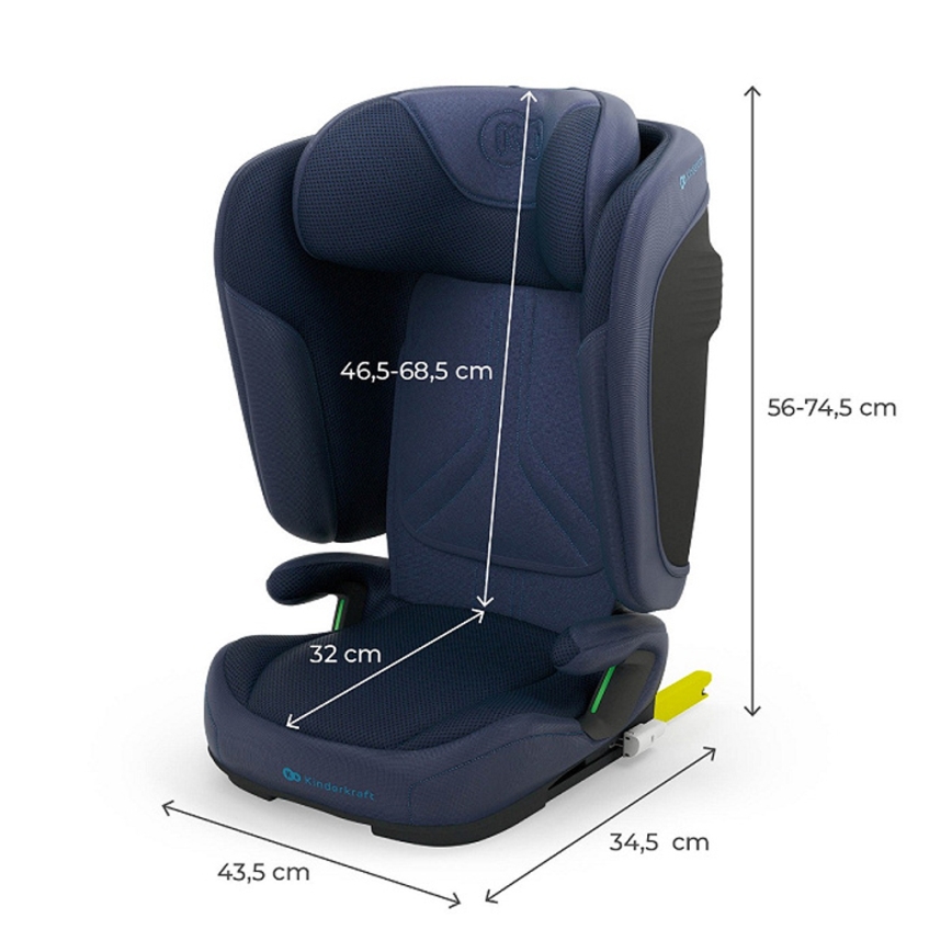KINDERKRAFT - Hopfällbar bilbarnstol UNITY 2 i-Size 100-150 cm mörkblå