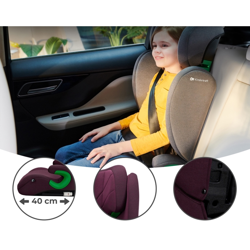 KINDERKRAFT - Bilbarnstol JUNIOR FIX 2 (100-150 cm) Cherry pearl