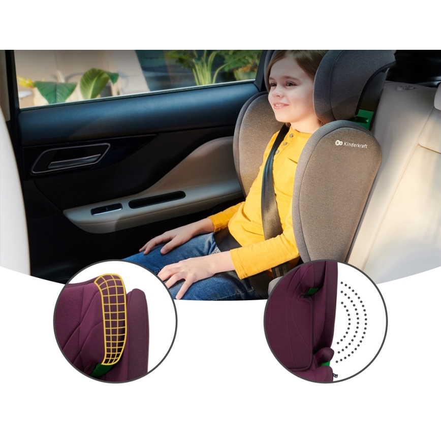 KINDERKRAFT - Bilbarnstol JUNIOR FIX 2 (100-150 cm) Cherry pearl