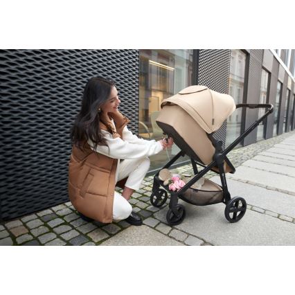 KINDERKRAFT - Kombinations barnvagn 04.01.2001 NEWLY Klassisk beige + bilstol MINK PRO med bas ISOFIX