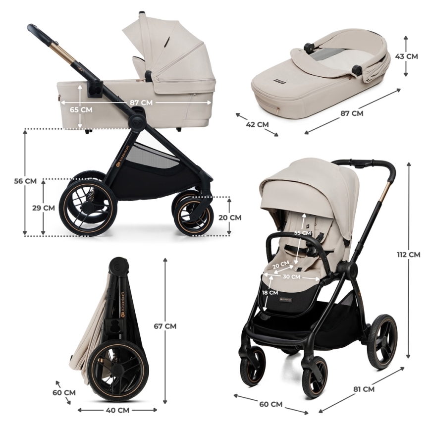 KINDERKRAFT - Kombinations barnvagn 2i1 NEA 2 beige