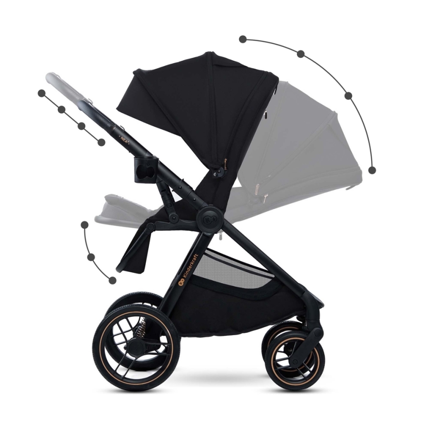 KINDERKRAFT - Kombinations barnvagn 2i1 NEA 2 Midnight svart