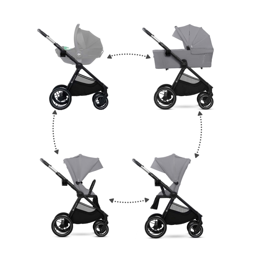 KINDERKRAFT - Kombinations barnvagn 2i1 NEA 2 Platinum grå