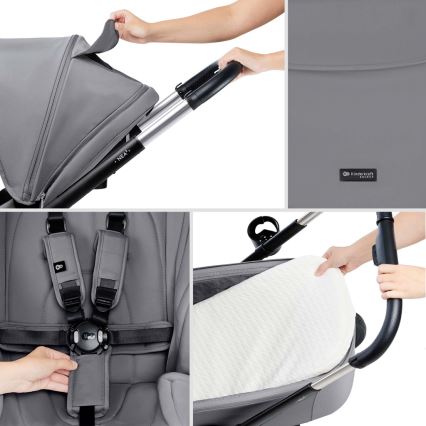 KINDERKRAFT - Kombinations barnvagn 2i1 NEA 2 Platinum grå