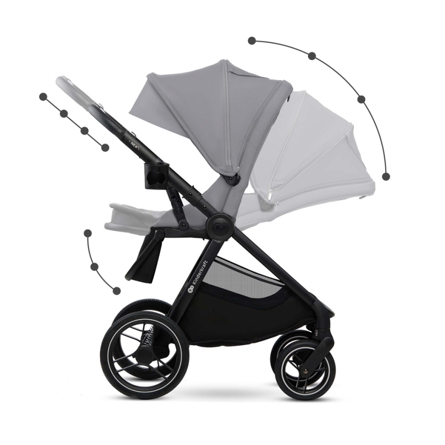 KINDERKRAFT - Kombinations barnvagn 2i1 NEA 2 Platinum grå
