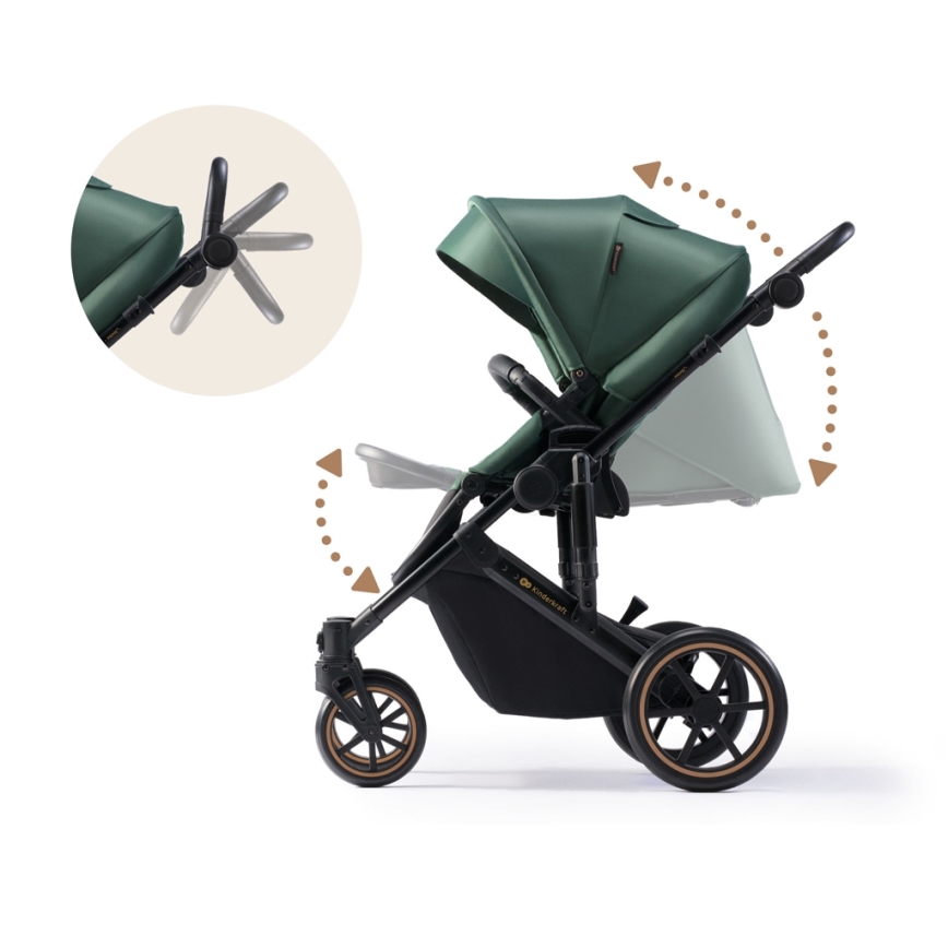 KINDERKRAFT - Kombinations barnvagn 2i1 PRIME 2 grön