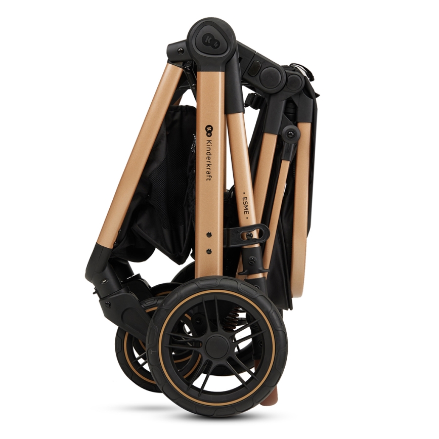 KINDERKRAFT - Kombinations barnvagn 3i1 ESME Pure svart + bilstol MINK PRO