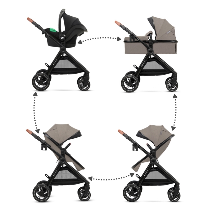 KINDERKRAFT - Kombinations barnvagn 3i1 ESME Sand beige + bilstol MINK PRO