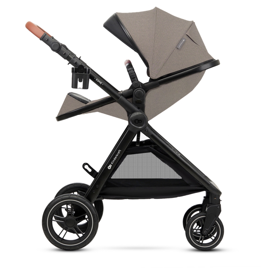 KINDERKRAFT - Kombinations barnvagn 3i1 ESME Sand beige + bilstol MINK PRO