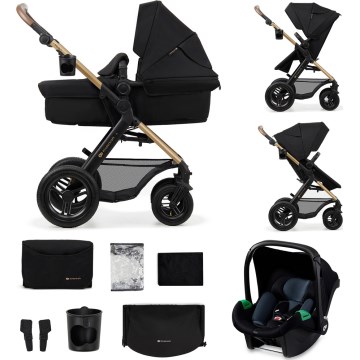 KINDERKRAFT - Kombinations barnvagn 3i1 MOOV 2 AIR Pure svart + bilstol MINK PRO