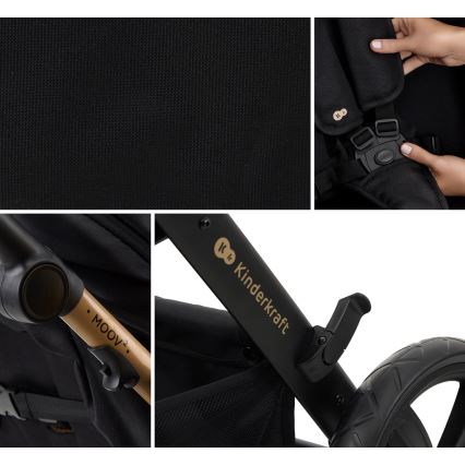 KINDERKRAFT - Kombinations barnvagn 3i1 MOOV 2 AIR Pure svart + bilstol MINK PRO