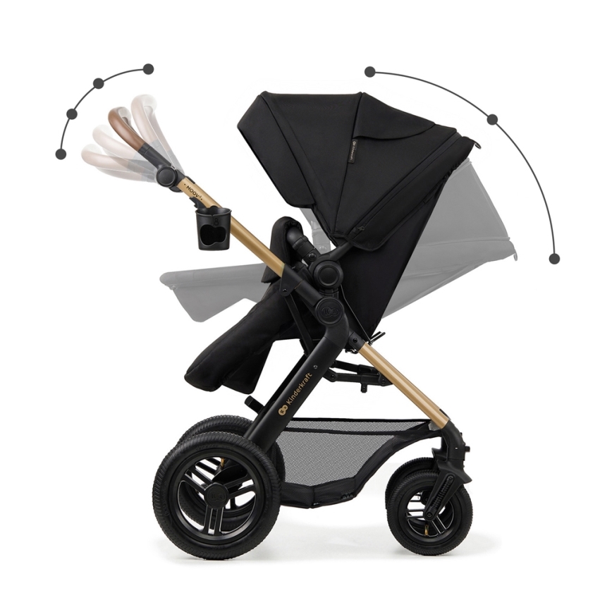 KINDERKRAFT - Kombinations barnvagn 3i1 MOOV 2 AIR Pure svart + bilstol MINK PRO