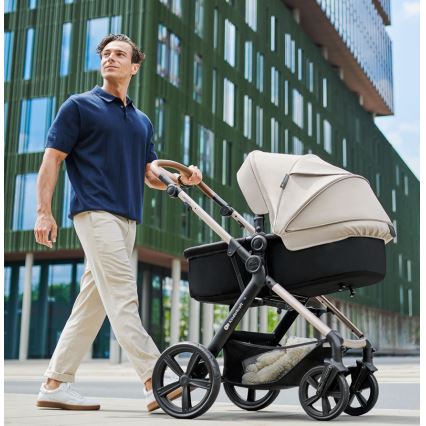 KINDERKRAFT - Kombinations barnvagn 3i1 MOOV 2 Moonlight grå + bilstol MINK PRO