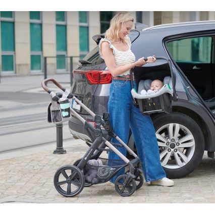 KINDERKRAFT - Kombinations barnvagn 3i1 MOOV 2 Moonlight grå + bilstol MINK PRO