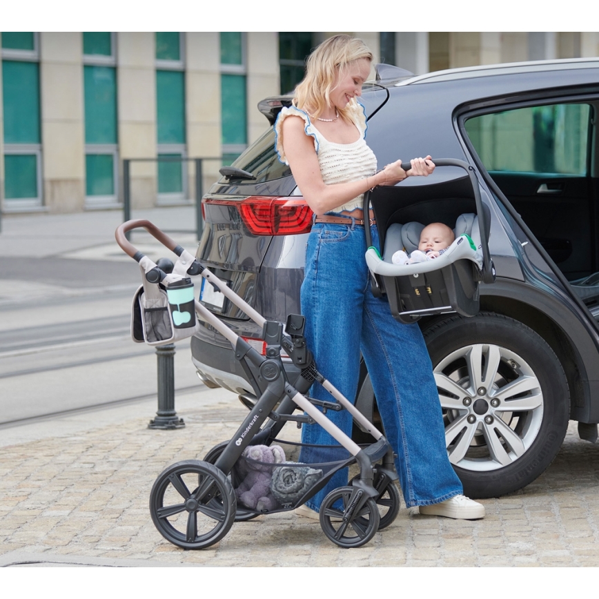 KINDERKRAFT - Kombinations barnvagn 3i1 MOOV 2 Moonlight grå + bilstol MINK PRO