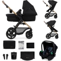 KINDERKRAFT - Kombinations barnvagn 3i1 MOOV 2 Pure svart + bilstol MINK PRO