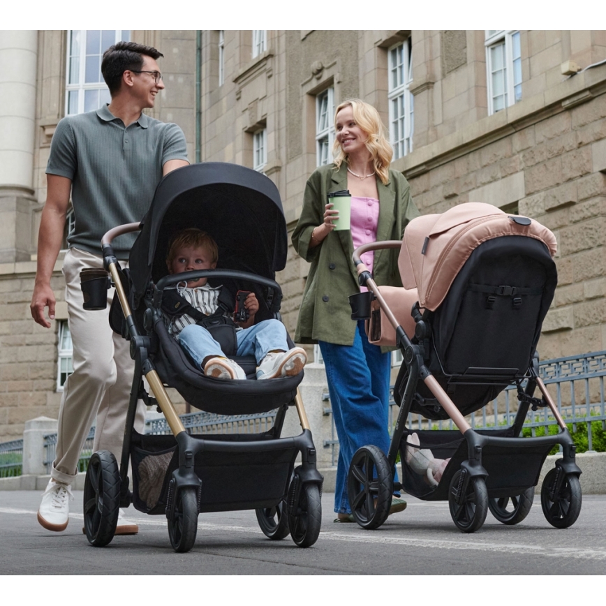 KINDERKRAFT - Kombinations barnvagn 3i1 MOOV 2 Pure svart + bilstol MINK PRO