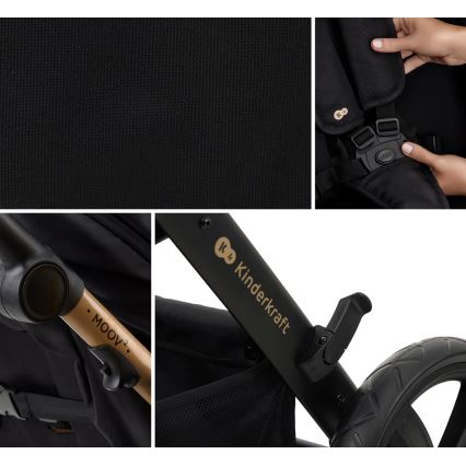 KINDERKRAFT - Kombinations barnvagn 3i1 MOOV 2 Pure svart + bilstol MINK PRO