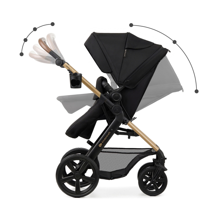 KINDERKRAFT - Kombinations barnvagn 3i1 MOOV 2 Pure svart + bilstol MINK PRO