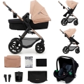KINDERKRAFT - Kombinations barnvagn 3i1 MOOV 2 Sand beige + bilstol MINK PRO