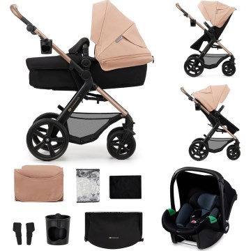 KINDERKRAFT - Kombinations barnvagn 3i1 MOOV 2 Sand beige + bilstol MINK PRO