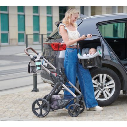 KINDERKRAFT - Kombinations barnvagn 3i1 MOOV 2 Sand beige + bilstol MINK PRO