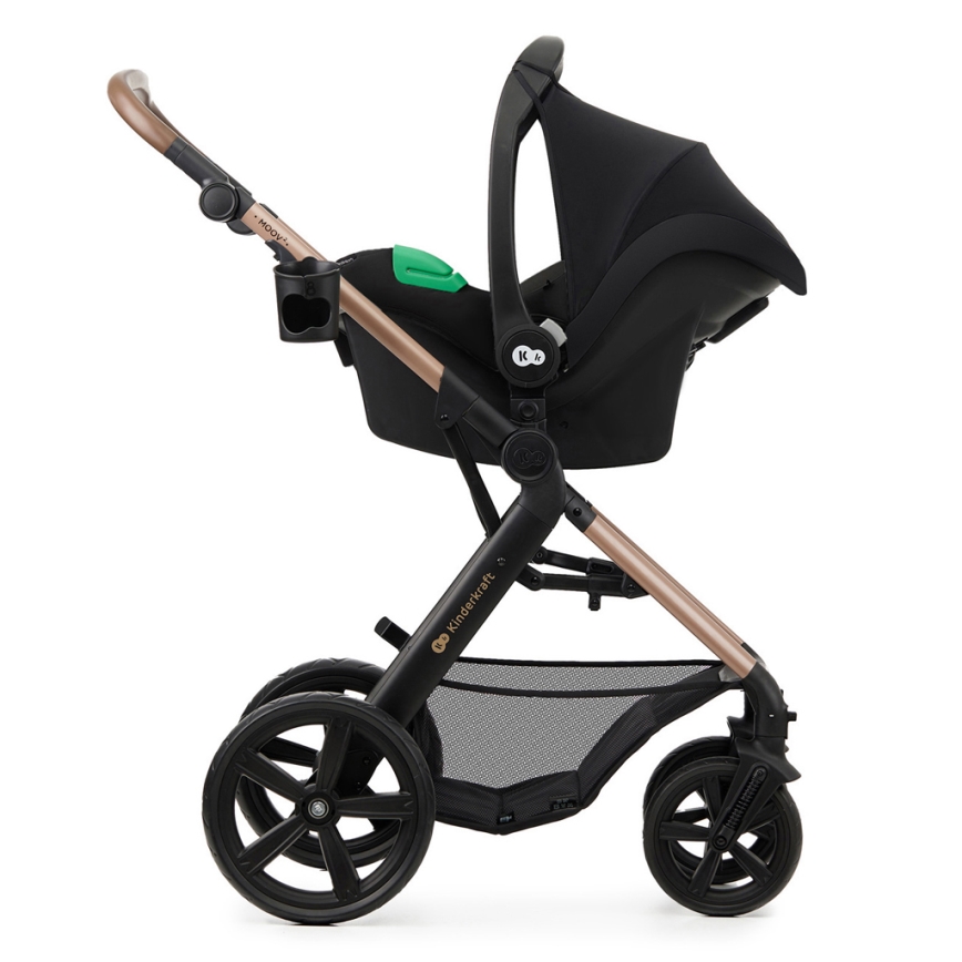 KINDERKRAFT - Kombinations barnvagn 3i1 MOOV 2 Sand beige + bilstol MINK PRO