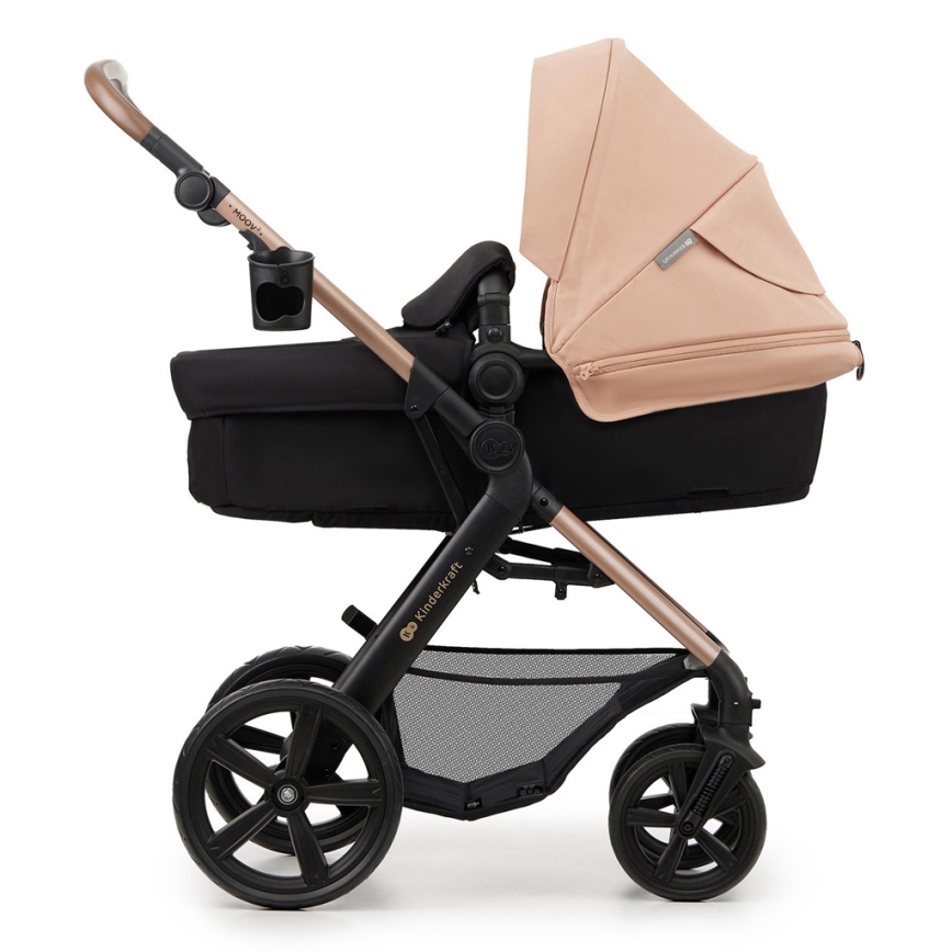 KINDERKRAFT - Kombinations barnvagn 3i1 MOOV 2 Sand beige + bilstol MINK PRO