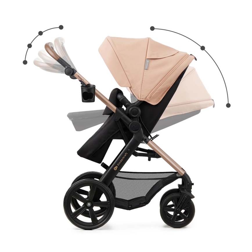 KINDERKRAFT - Kombinations barnvagn 3i1 MOOV 2 Sand beige + bilstol MINK PRO