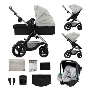KINDERKRAFT - Kombinerad 3-i-1-barnvagn MOOV 2 XL Air Grey