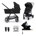 KINDERKRAFT - Kombinerad barnvagn 4-i-1 NEWLY Classic svart + bilbarnstol MINK PRO med ISOFIX-bas