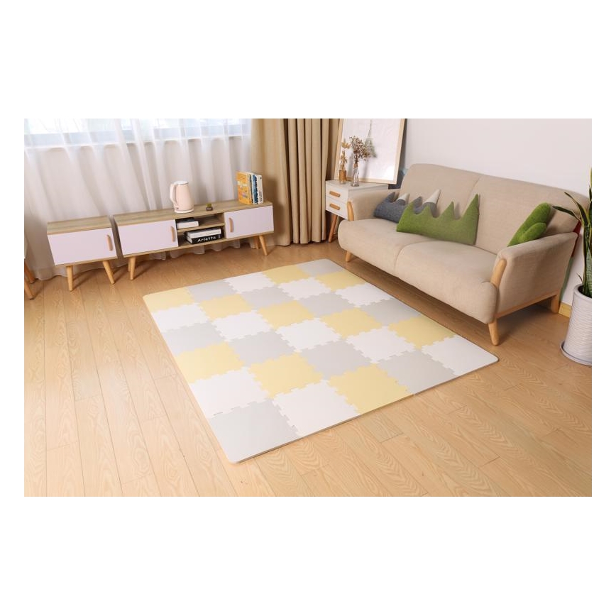 KINDERKRAFT - Skumgummipussel LUNO 30 delar grå/gul